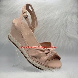 BCBG Generation Dusty Rose-Colored Open Toe Wedges with Ankle Strap - 7.5M